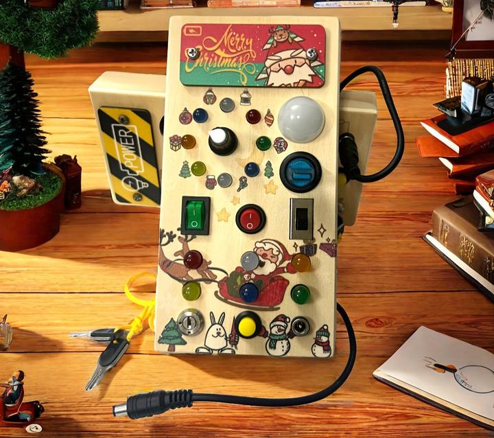Immagine prodotto Activity Board Puzzle di legno a blocchi luminosi a LED per l'apprendimento precoce, pulsante di accensione