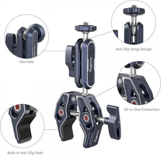 Actual product image SmallRig Crab-Shaped Clamp with Ballhead Magic Arm 3757