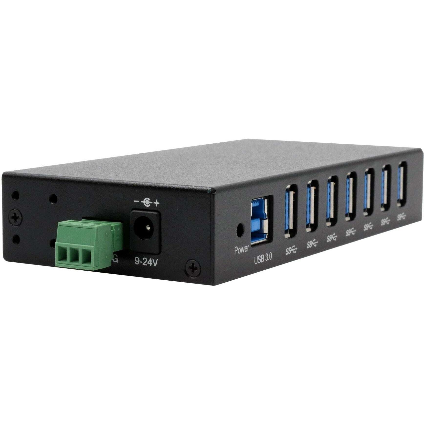 Exsys Industrial USB 3.2 Gen 1 Hub 7-Port (USB-B, 7 porte), Docking station + Hub USB, Nero