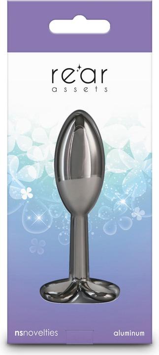 Actual product image NS Novelties Rear Assets Clover Gunmetal Anal Plug Black 9.2 cm
