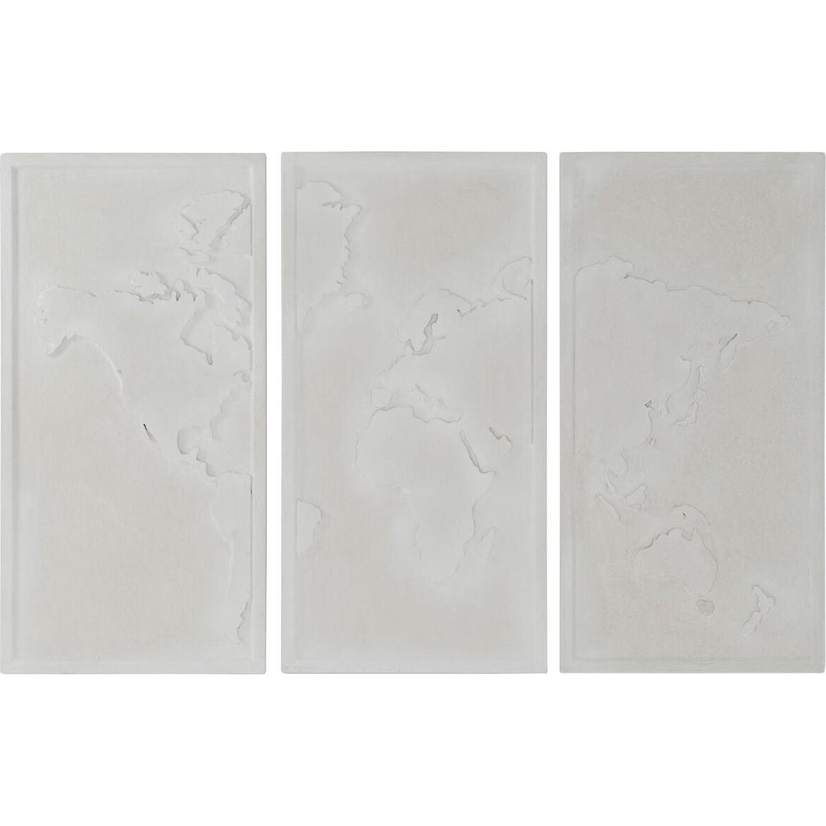 Esprit, Quadri, Wall Decoration Home White Modern World Map 180 x 4 x 120 cm (3 Pieces) (180 x 120 cm)