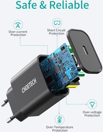 Image du produit Choetech USBC-HCT Q5004-V2-EU-BK SW (20 W)