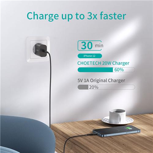 Image du produit Choetech USBC-HCT Q5004-V2-EU-BK SW (20 W)