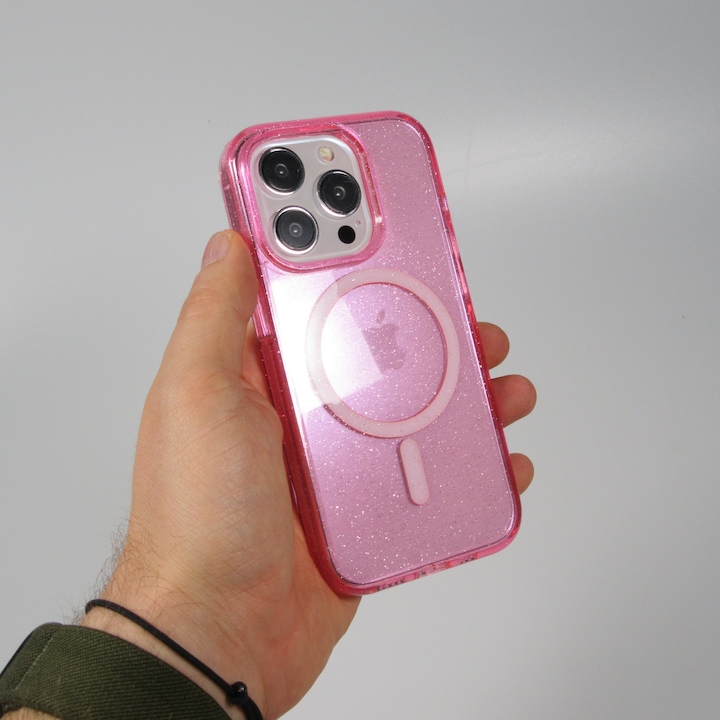 Actual product image PhoneLook Hard silicone case with glitter back and MagSafe (Apple iPhone 15 Pro)