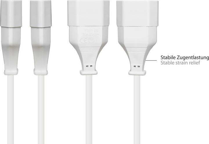 Produktbild Good Connections Euro-Verlängerung Euro-Stecker Typ C (gerade) an Euro-Buchse (gerade), weiss, 0,75 mmÂ², 0,2 m, Good (0.20 m, CEE 7/16)