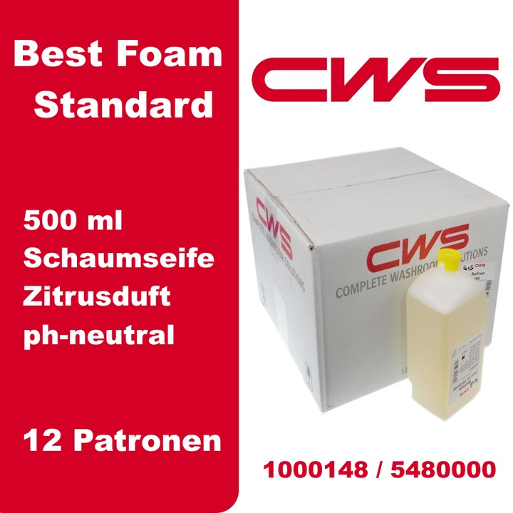 Actual product image CWS Foaming soap, pack of 12 bottles, 0.5 l each, standard, yellow. (Liquid soap, 500 ml)