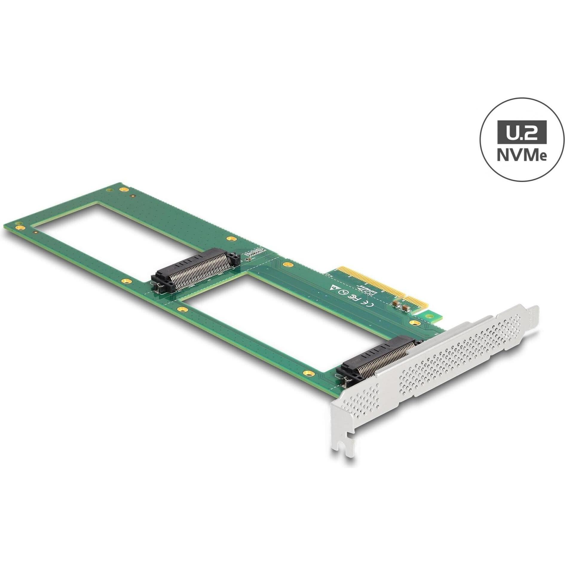 Delock PCI Express 4.0 x8 Karte zu 2 x intern U.2 NVMe SFF-8639, Storage Controller