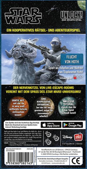 Actual product image Asmodée SCOD0058 - Unlock! Star Wars-Flucht von Hoth, single scenario, 1-6 players, ages 10+ (DE edition) (German)