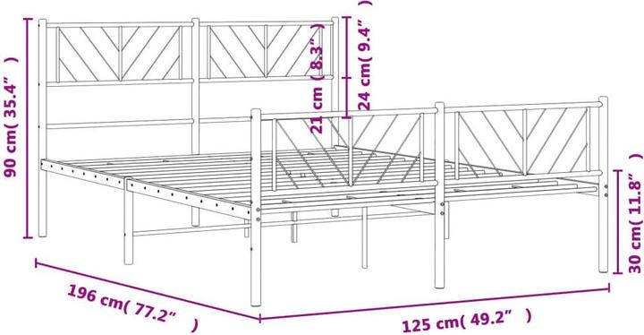 Produktbild vidaXL Metall Bettgestell (120 x 190 cm)