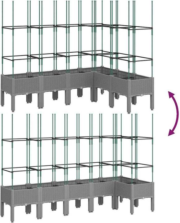 Image du produit vidaXL Bac à plantes avec treillis PP