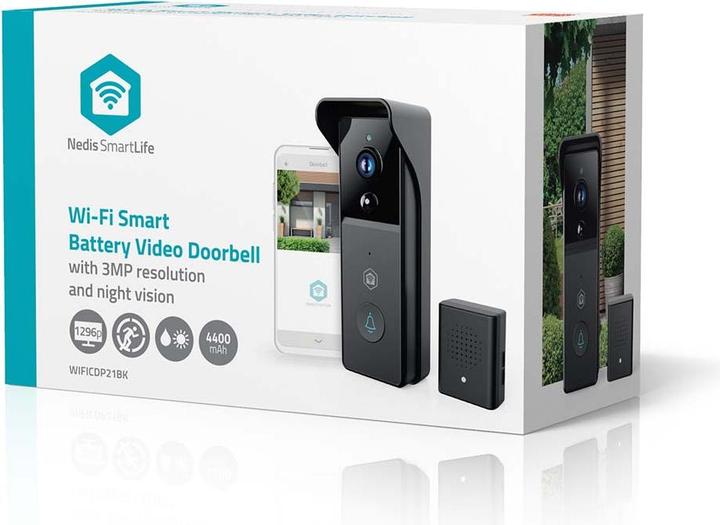 Actual product image Nedis SmartLife Video-Türsprechanlage | Batteriebetrieben | 3MP Full HD 1296p | Cloud Storage (optio (Wireless)