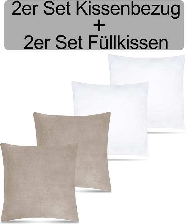 Produktbild Aspero 2 Flanell Kissenbezüge + Füllungen 60x60 cm Taupe (60 x 60 cm)