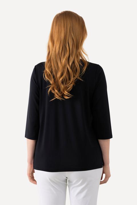 Immagine prodotto Ulla Popken Maglia classica con ricami, scollo a cuore e maniche a 3/4 (46, 48)