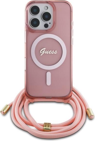 Produktbild Guess GUHMP16XHCTSGNSP iPhone 16 Pro Max 6.9" różowy/pink hardcase Crossbody Cord Script MagSafe