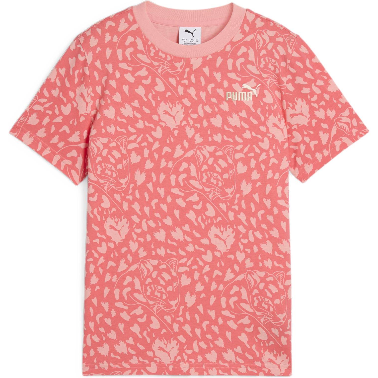 Puma, Mädchen, Sportshirt, Flaming Love Aop Tee G (176), Rot, 176