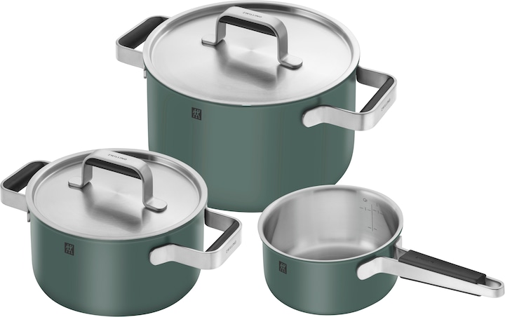 Produktbild Zwilling 3tlg. Pure Kochgeschirrset Grün (Pfannenset + Topfset, Edelstahl)
