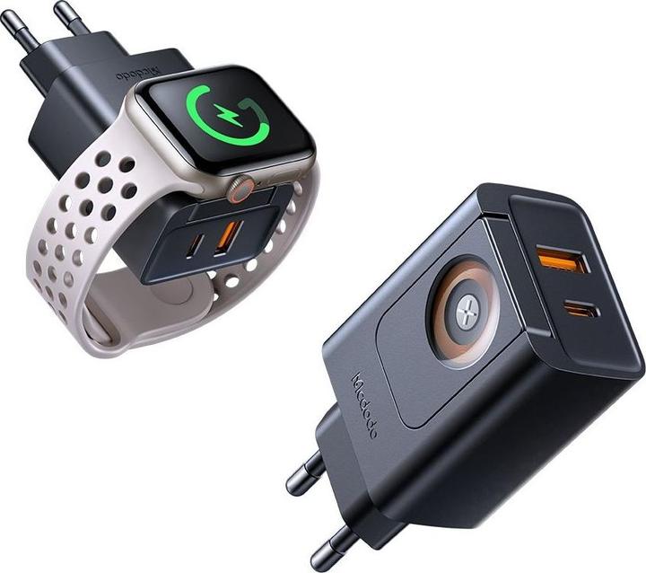 Actual product image Mcdodo CH-3700 30W 2-in-1 USB-C+A Charger, black (30 W, 3 ports)