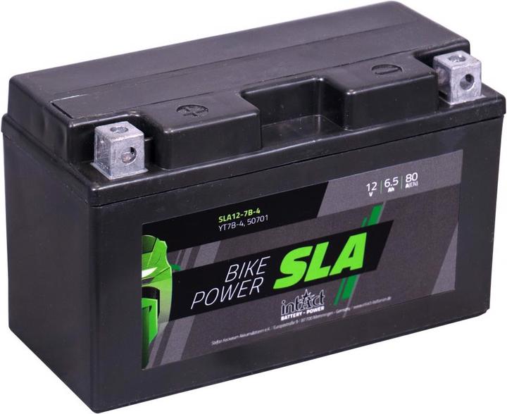 Produktbild Intact SLA12-7B-4 Bike-Power SLA 6.5 Ah Motorradbatterie (DIN 50719) YT7B-BS, YT7B-4 (12 V, 6.50 Ah, 80 A)