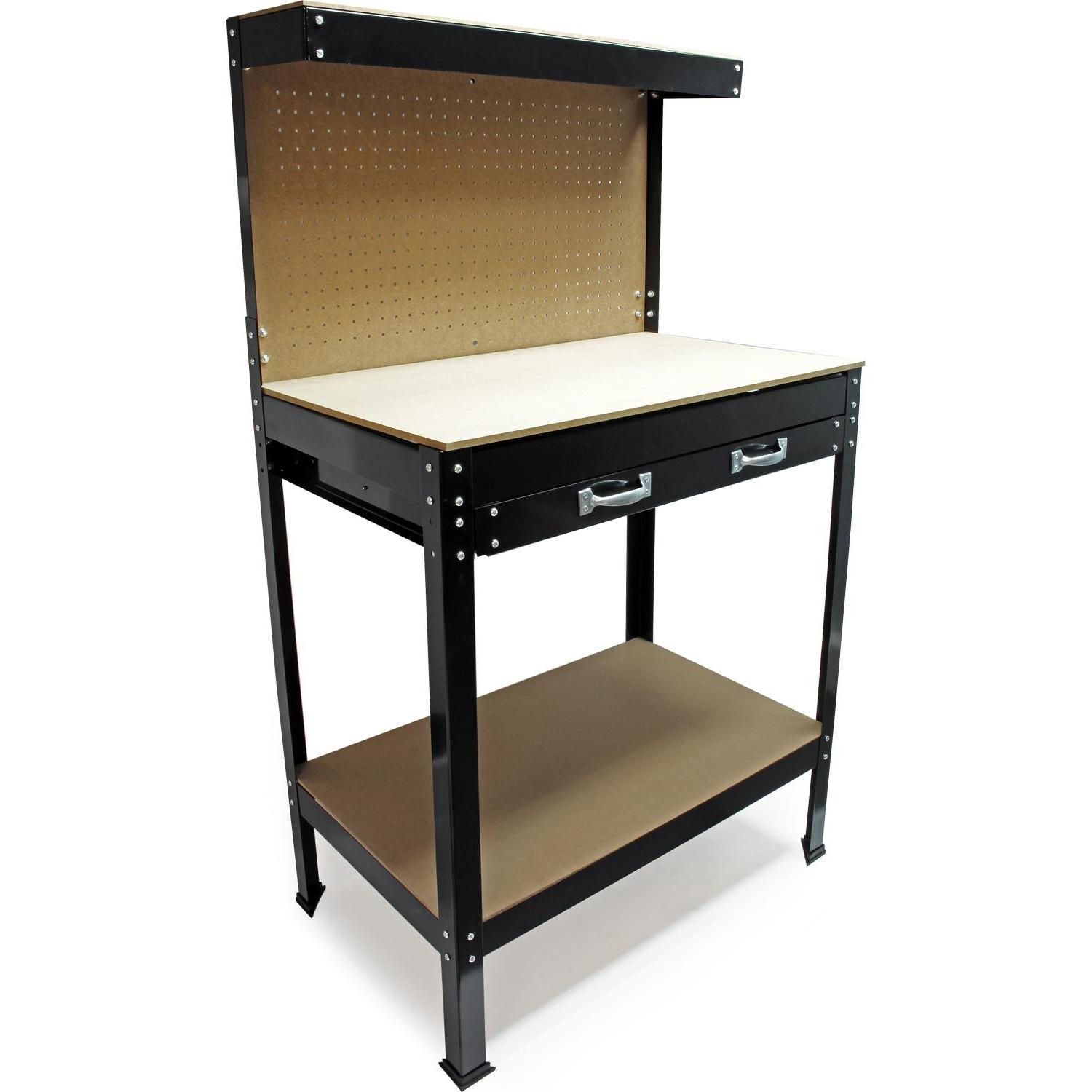 Wiltec, Werkbank + Arbeitsbock, Werkbank 1150x550x1400mm mit Lochwand Werkzeugbank Arbeitstisch Werktisch (55 cm, 115 cm...