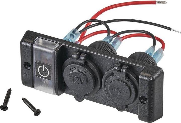 Ective KFZ-Einbaukonsole mit 2x USB-Anschlüssen und 12V-Bordspannungssteckdose