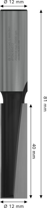 Produktbild Bosch Professional Zubehör Nutfräser, 12 mm, D1 12 mm, L 40 mm, G 81 mm
