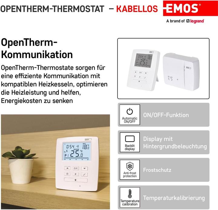 Produktbild Emos OpenTherm Raumthermostat P5611OT, programmierbar, kabellos