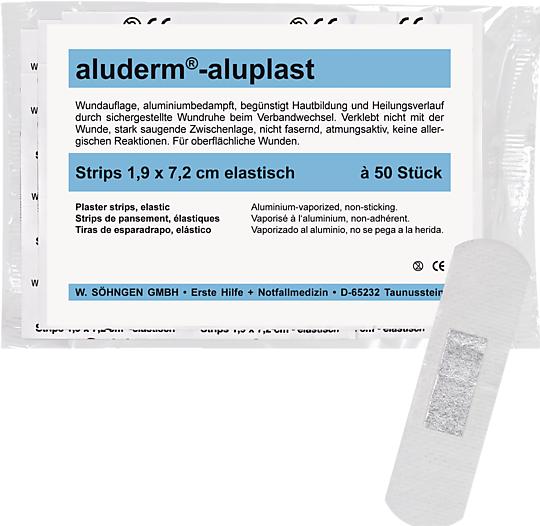 Actual product image Söhngen aluderm aluplast elastic plaster strips 1.9x7.2cm, 50 pcs., single (50 x)