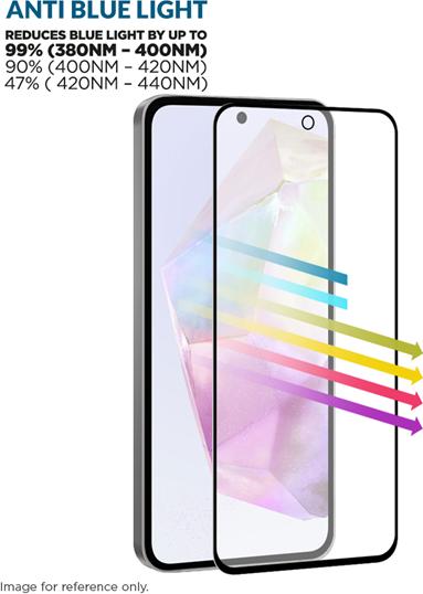 Produktbild Eiger Anti-reflektierendes Glas mit Blaulicht-Filter Full Screen Fit Mountain Glass Blue Edge (1 Stk., Samsung Galaxy A56)