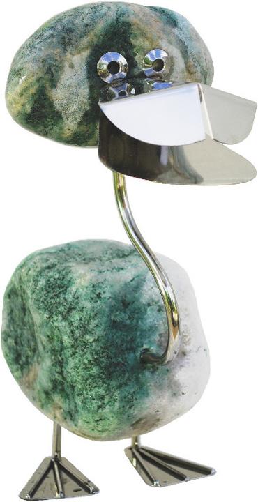 J. Tiedemann Manufaktur & Design SW10083 - Finchen - duck made of stainless steel and natural stone, stainless decoration (30 cm)