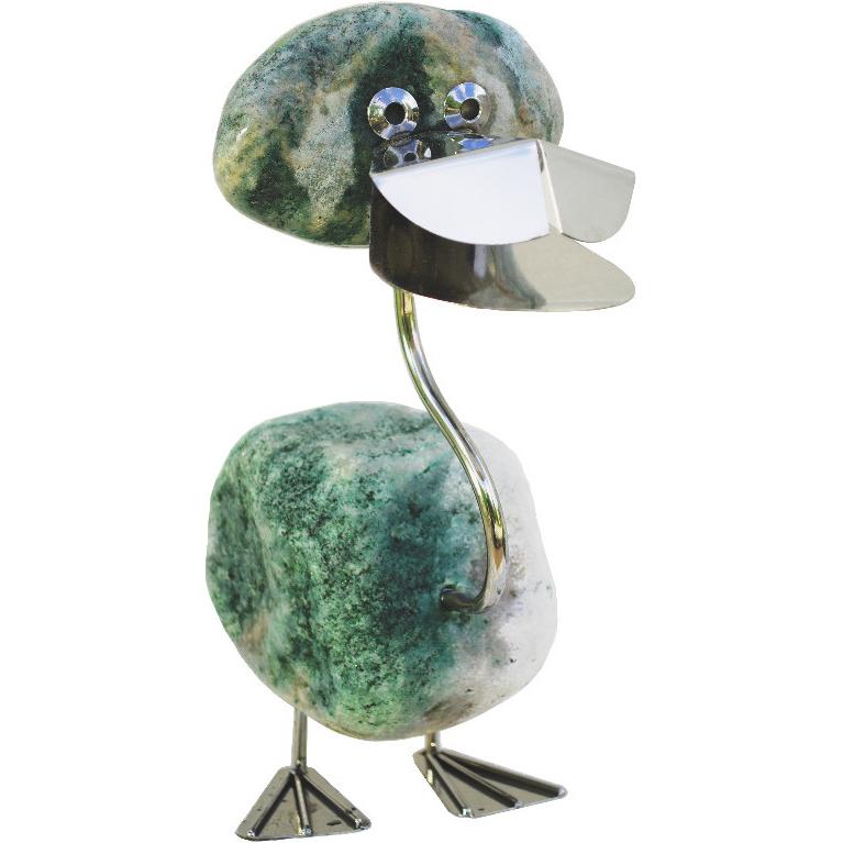 J. Tiedemann Manufaktur & Design, Deko Objekt, SW10083 - Finchen - Ente aus Edelstahl und Naturstein, rostfreie Deko (30...