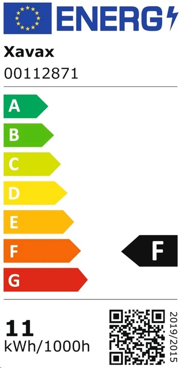 Energie-Label Xavax LED-Lampe (E27, 11 W, 1050 lm, 1 x, F)
