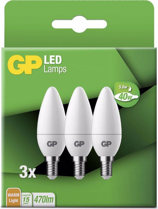 Produktbild GP Batteries 1x3 Lightning LED Kerze E14 5,6W (40W) 470lm dimmb.GP 087823 (E14, 470 lm, 3x)