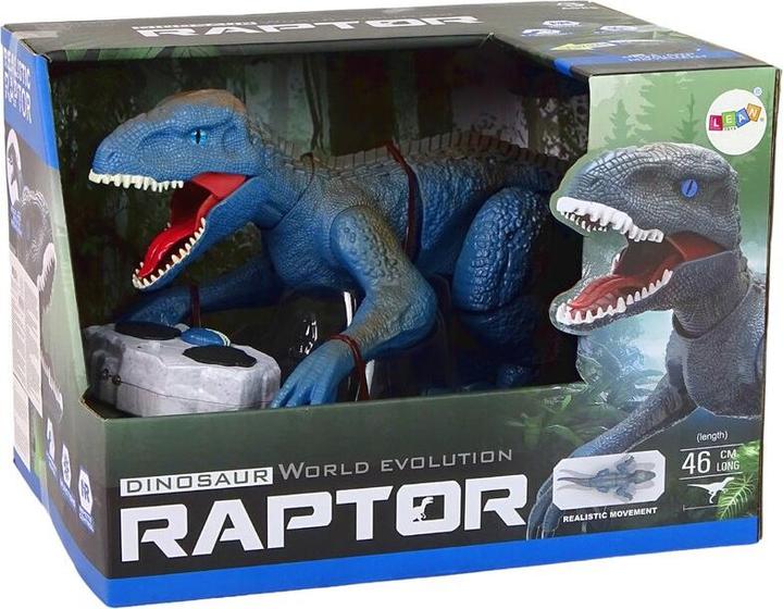 Actual product image Lean Toys Remote Control Dinosaur Velociraptor Audible Roar Blue