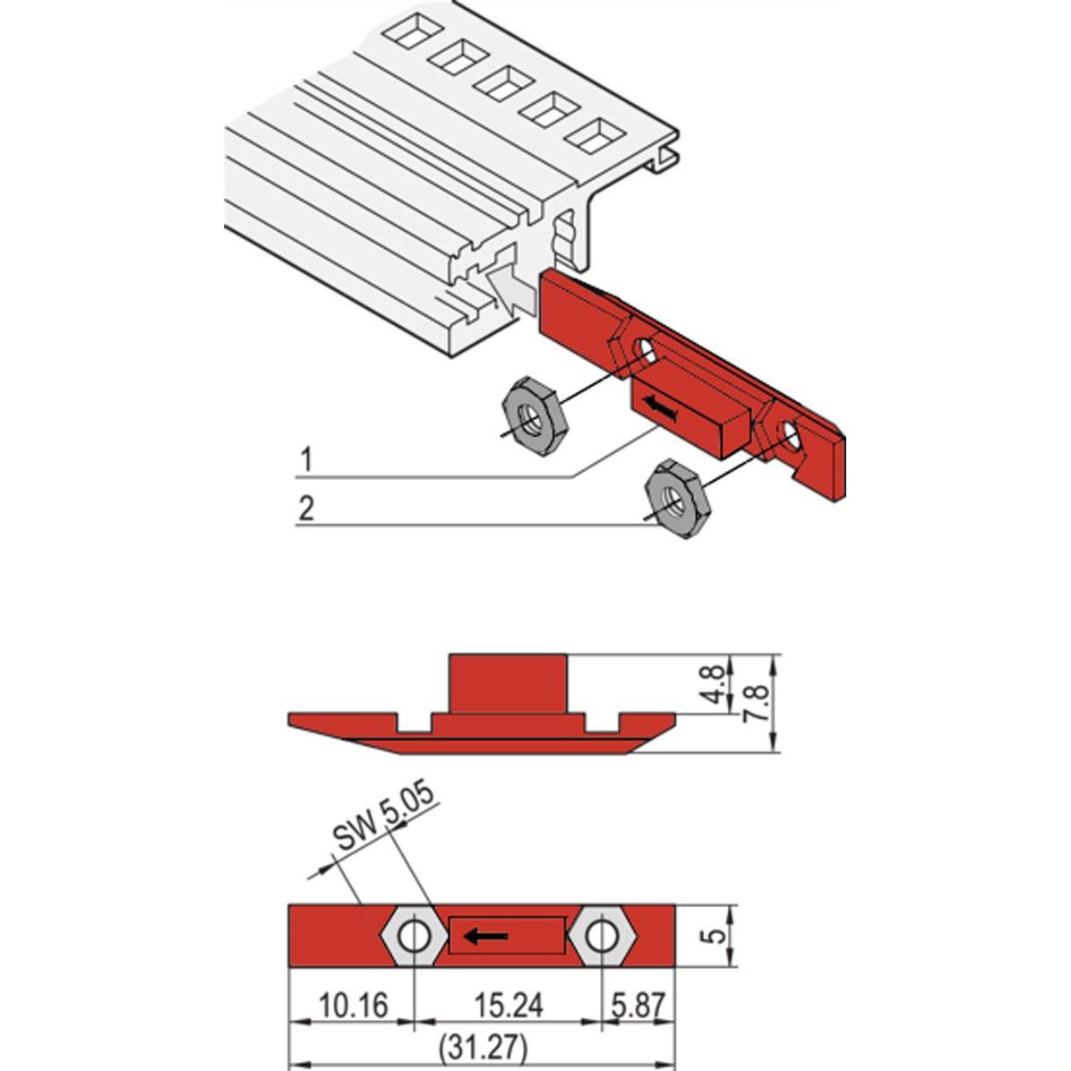 Schroff Schlitten, verschiebbar, zur Aufname von 2 Muttern - NTS-SCHIEBEMUTTER 1 (24560165)
