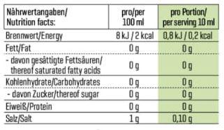 Nährwerte und Zutaten Body Attack Kebab Sauce