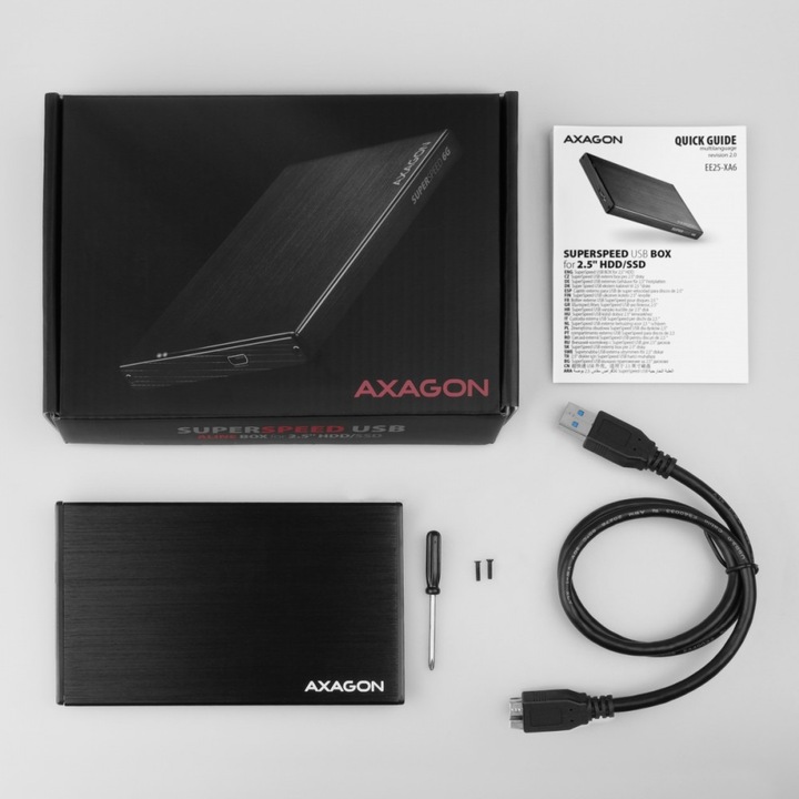Actual product image Axagon EE25-XA6 - HDD / SSD Enclosure - 2.5 Inch - SATA - Serial ATA II - Serial ATA III (2.5")