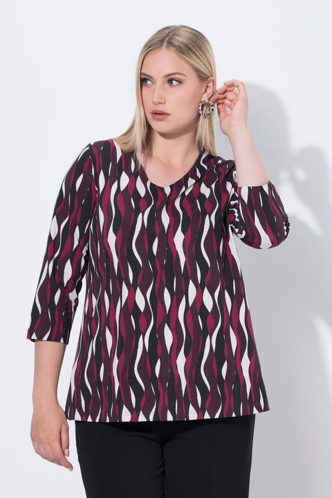 Actual product image Ulla Popken Shirt, Wellen, Classic, V-Ausschnitt, 3/4-Arm (62)