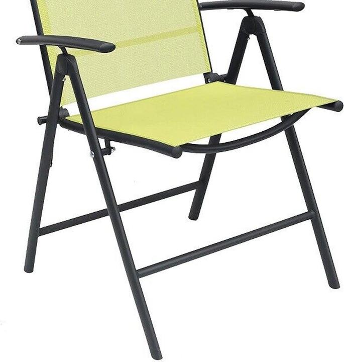 Actual product image Mojawo 2er Garten Klappstuhl Gartenstuhl - Textilen Anthrazit Limegrün 7 Pos.