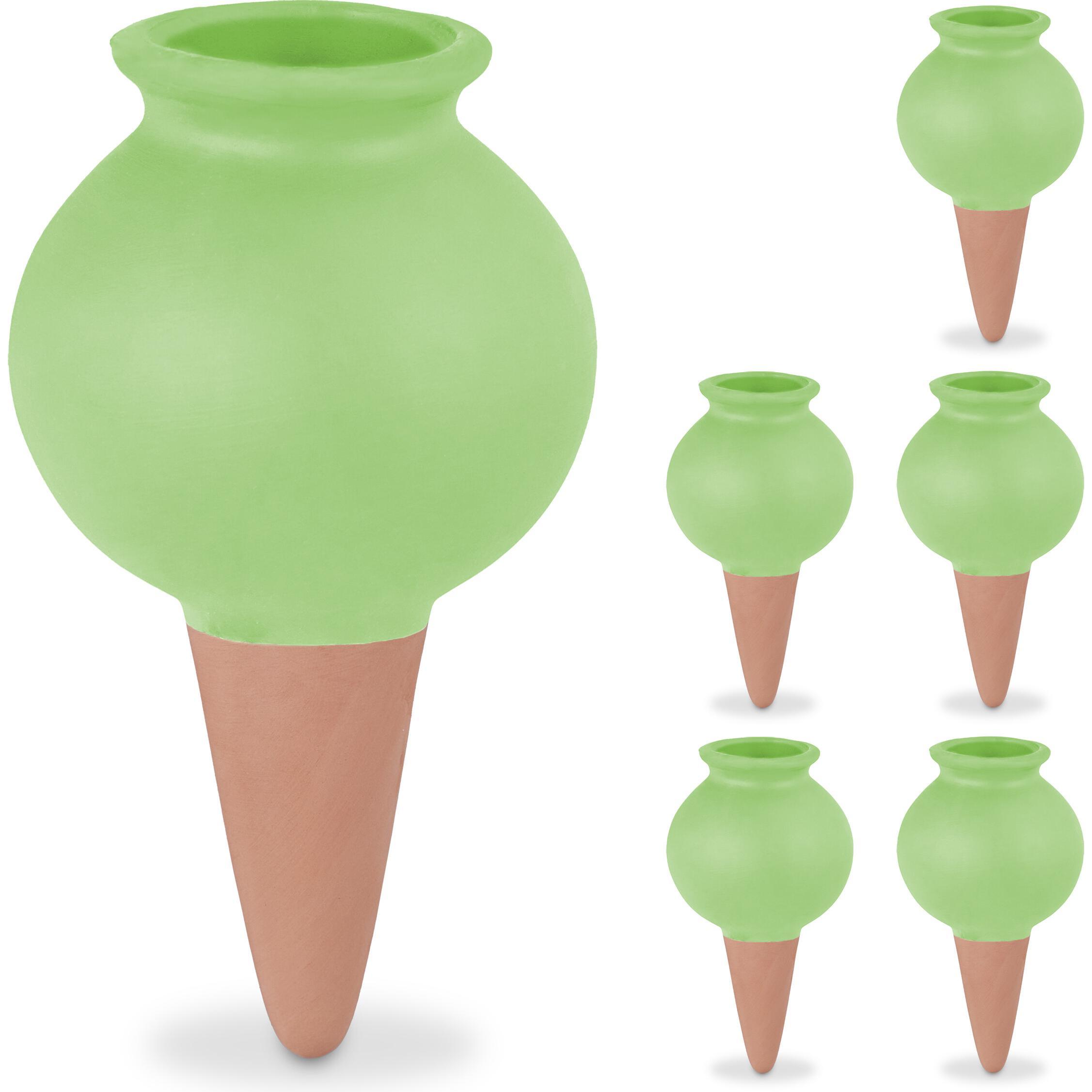 Relaxdays, Bewässerungskugeln + Tonkegel, 6x Tonspitzen (Tonkegel Bewässerung)