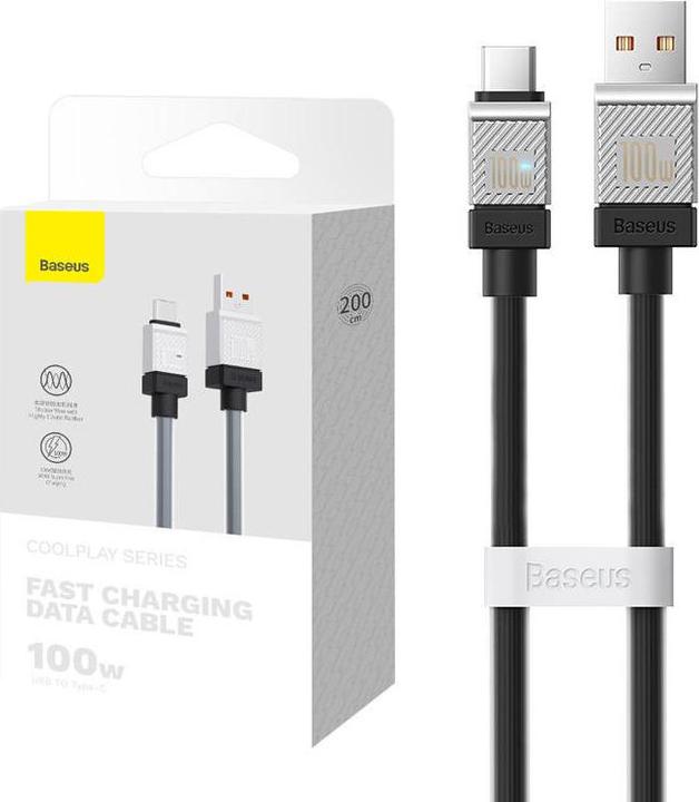 Image du produit Baseus Câble USB do USB-C CoolPlay 100W 2m (noir) (2 m, USB 3.2 Gen 1, 100 W)