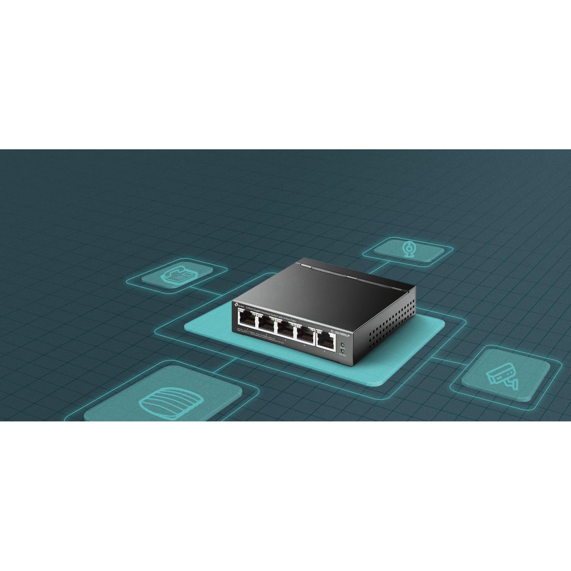Thumbnail - TP-Link TL-SG1005LP (5 Ports), Netzwerk Switch, Schwarz