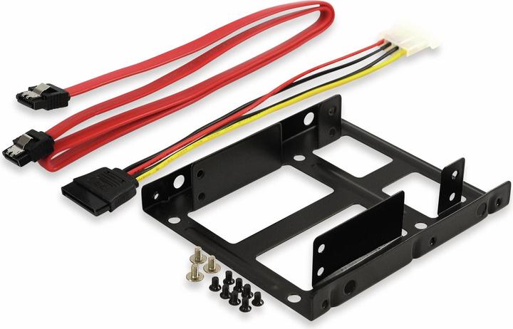 Produktbild Dual HDD/SSD Metalleinbaurahmen auf 3,5 Schacht für 2x2,5 HDD/SSD/'s mit Kabel