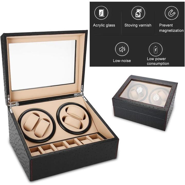 Actual product image Cbx Uhrenbeweger für 4+6 Uhren, Watchwinder Kamelmuster mit roten Nähten (4x)