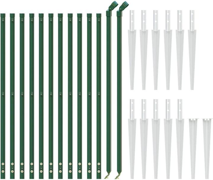 Produktbild vidaXL Maschendrahtzaun Bodenhülsen Gartenzaun Drahtzaun Drahtgitter Grün
