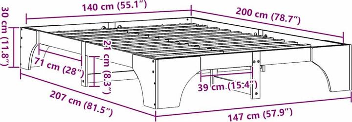 Actual product image vidaXL Bettgestell (140 x 200)