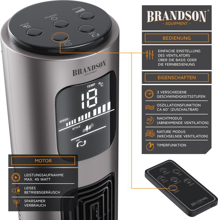 Actual product image Brandson Tower fan (48 dB)