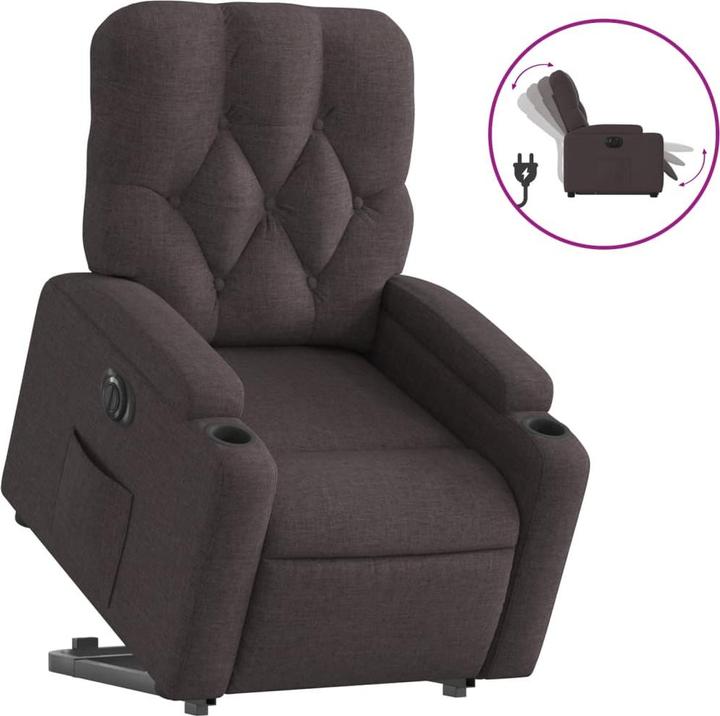 Actual product image vidaXL Massage armchair with stand-up aid electric TV armchair dark brown fabric