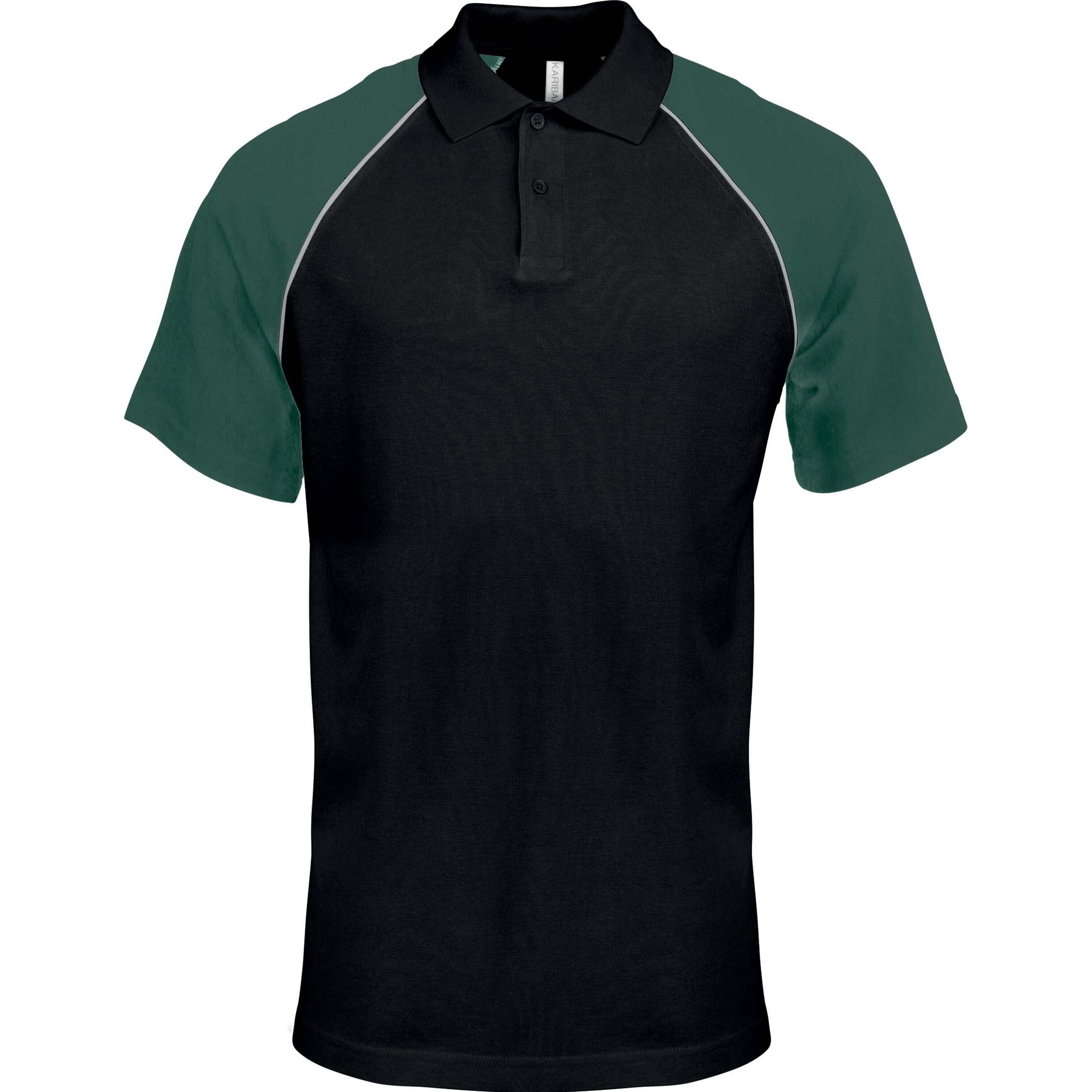 Kariban, Herren, Shirt, Baseball, Schwarz, Grün, (S)