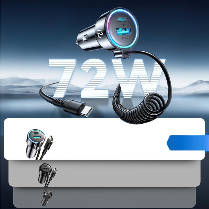 Image du produit Joyroom Chargeur de voiture filaire 3 en 1 (55W)