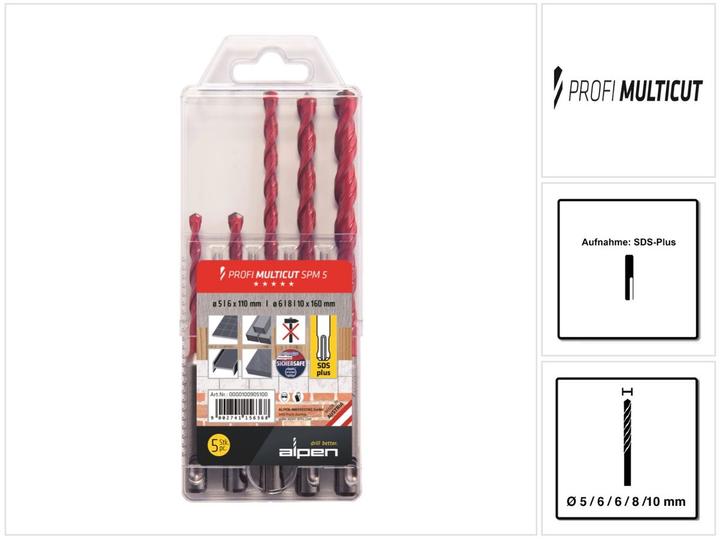 Actual product image Alpen Mehrzweckbohrer Set (5 mm, 6 mm, 8 mm, 10 mm)